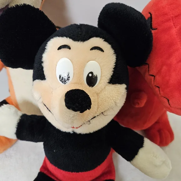 Disney Plush Trio - Black Mickey, Orange Tigger, Red Dinosaur - Picture 3 of 12